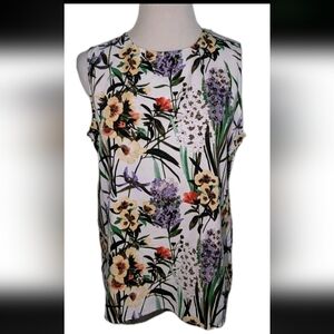 Tommy Hilfiger Blouse Floral Bouquets Sleeveless Polyester Pullover Top ~ Size S